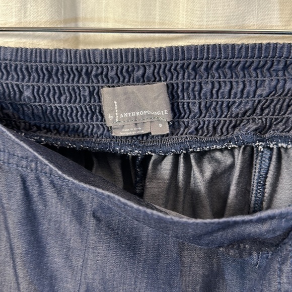 Anthropologie Globetrotters Chambray joggers smocked waist blue lightweight S - Picture 8 of 14